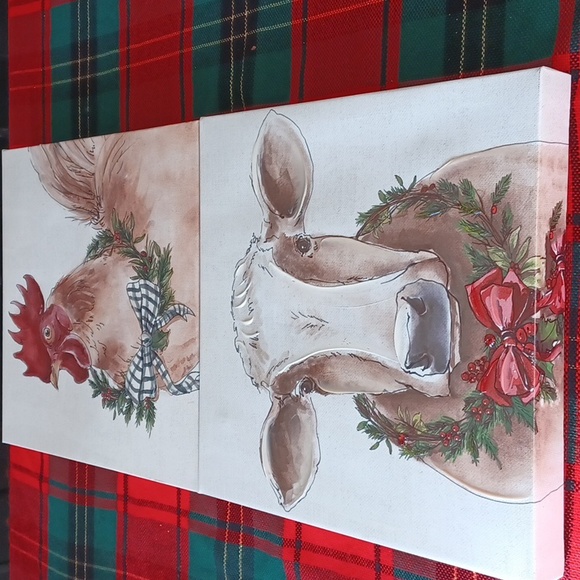 Hobby Lobby Other - Hobby Lobby Heartland Holiday Wall Prints Cow Rooster Bow Christmas CountryCore
